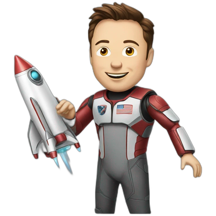 elon musk playing with rocket toy emoji