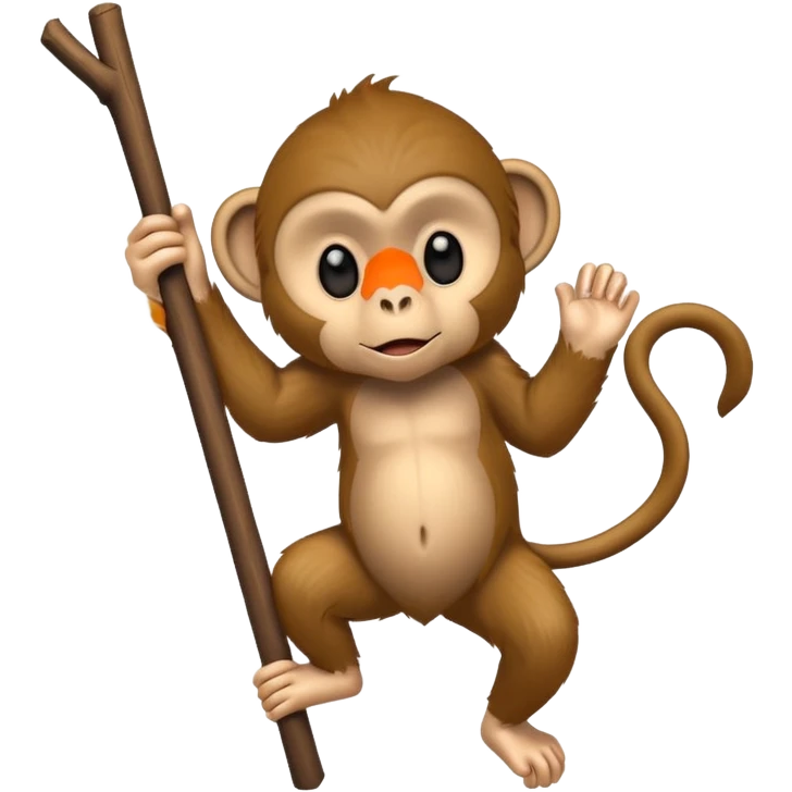 monkey clinging to a slanted stick emoji