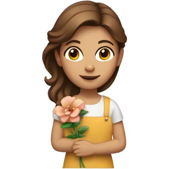 brown-haired girl with flower emoji