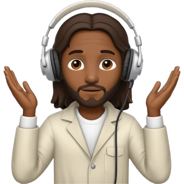 African American Jesus Christ giving someone a pair of headphones emoji