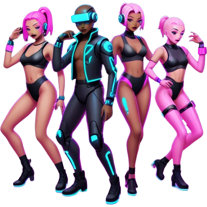 Neon cyberpunk style dance emoji