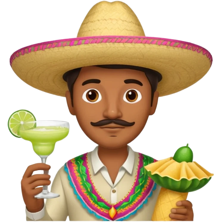 Mexican man w margarita and tortillas emoji