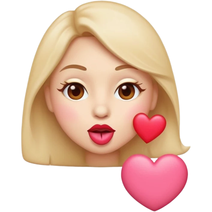 Emoji, face blowing a kiss, puckered lips, small heart emoji