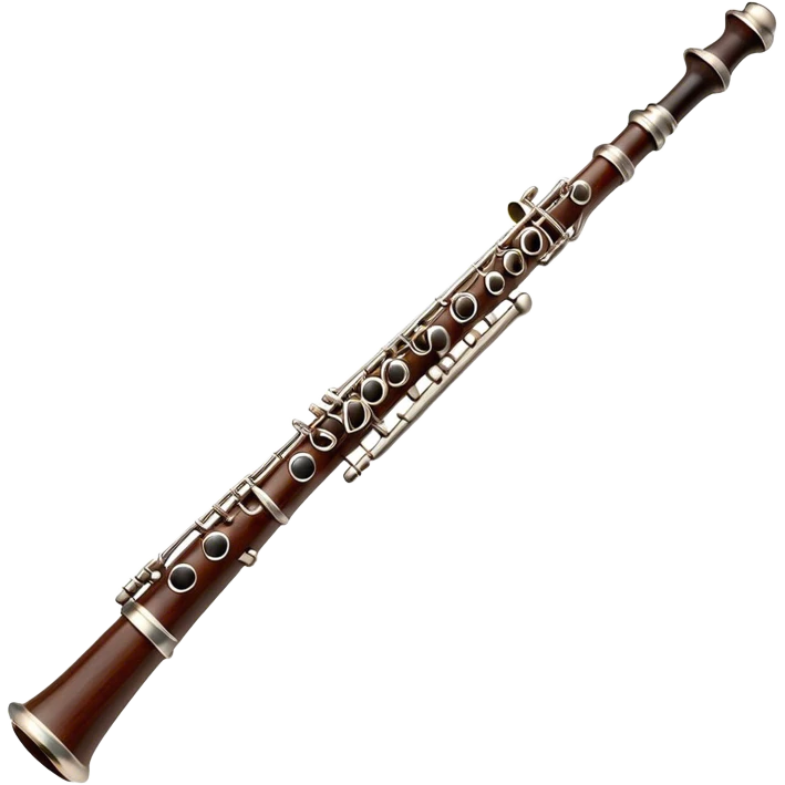 Cinematic Realistic Oboe, slender and elegant dark wood body, silver-plated keys catching soft highlights, delicate reed resting at the top, glowing with refined and classical beauty. emoji