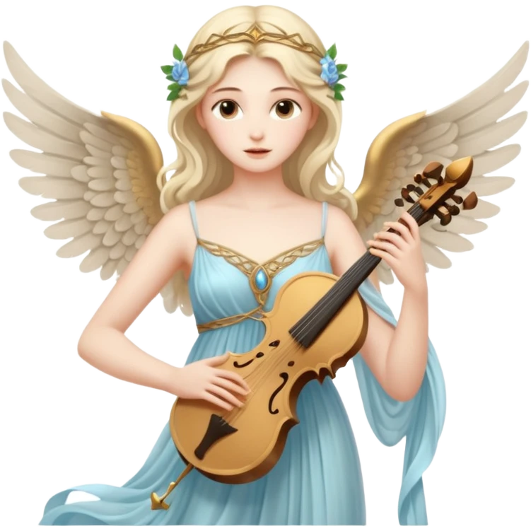Muse of inspiration with wings and a lyre in her hand emoji