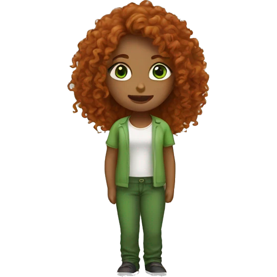 Long dark curly hair ginger women with green eyes  emoji