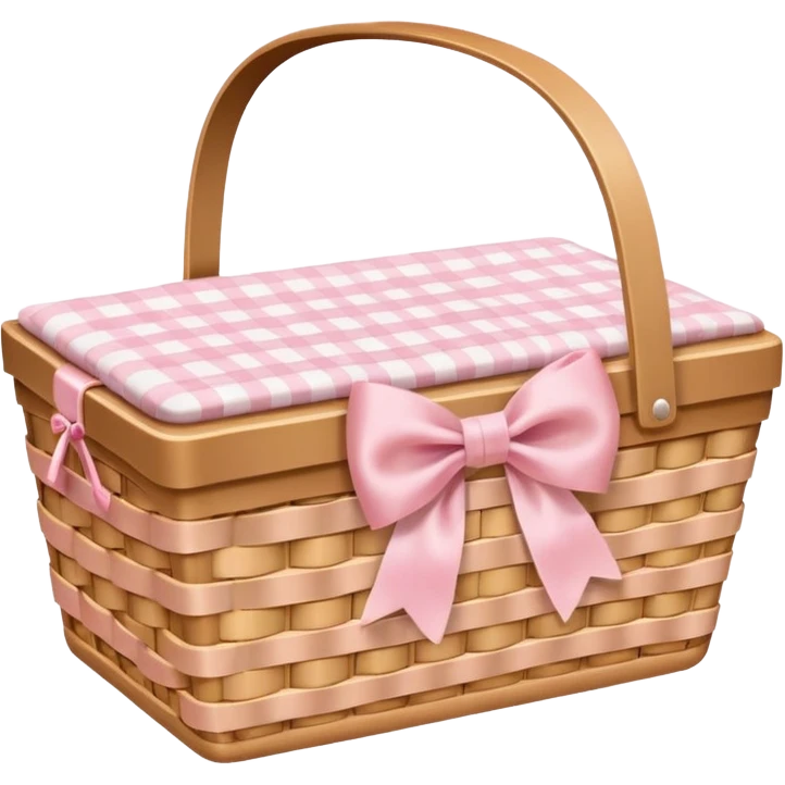 White Picnic basket with light pink bow emoji