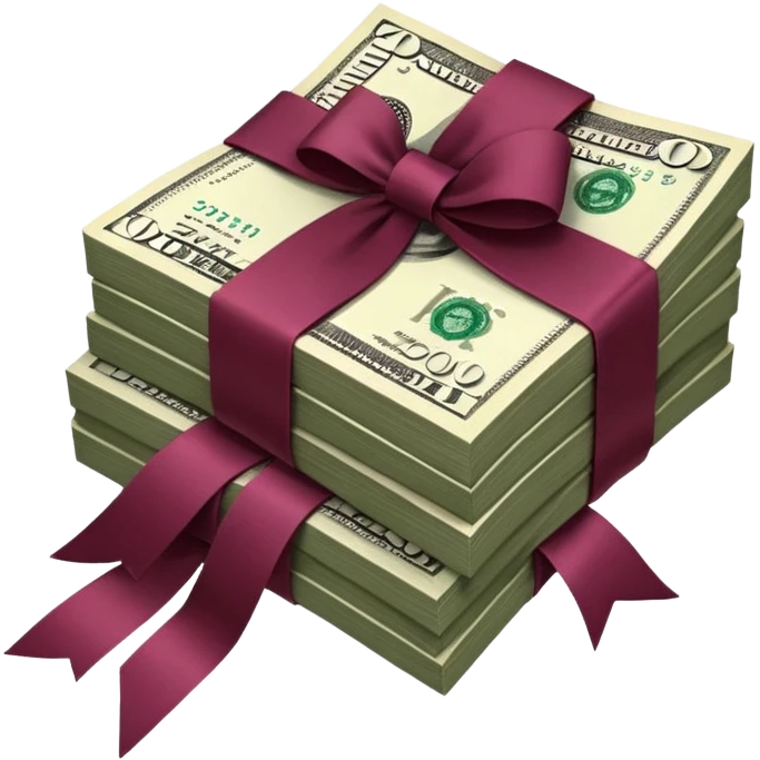 Dollar in burgundy colors, like a bundle of money emoji