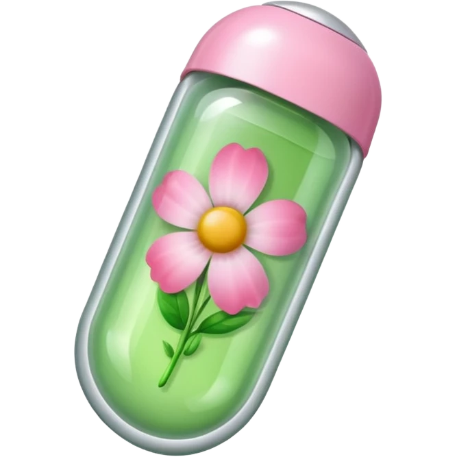 light green and pink floral vitamin capsule emoji