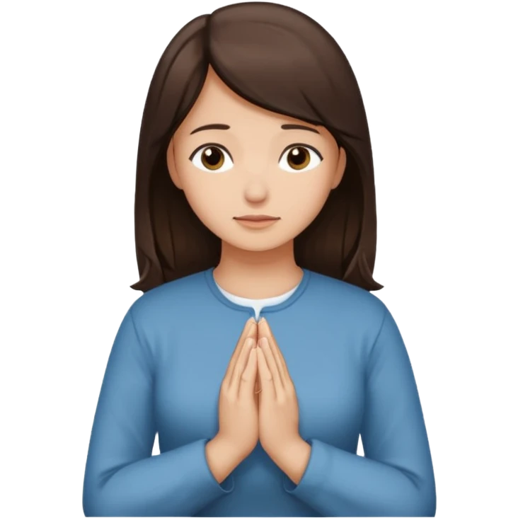 Woman medium dark brown hair light medium skin praying emoji