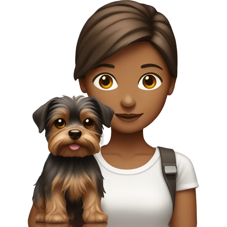 brown hair girl with a yorkshire terrier emoji