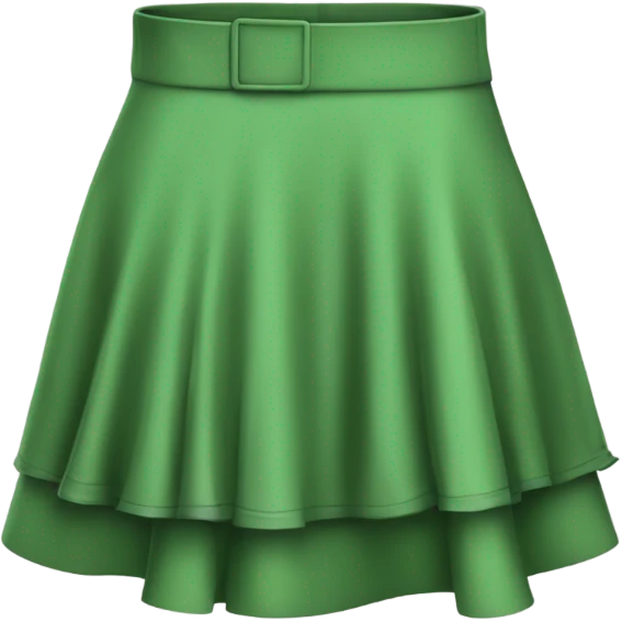 Realistic A-line high waisted green ruffle skirt, isolated emoji