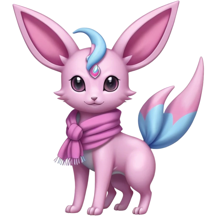 Shiny Cool Sparkly Cute Espeon-Sylveon-Nidorino-Fakemon-hybrid-fusion with a scarf full body emoji
