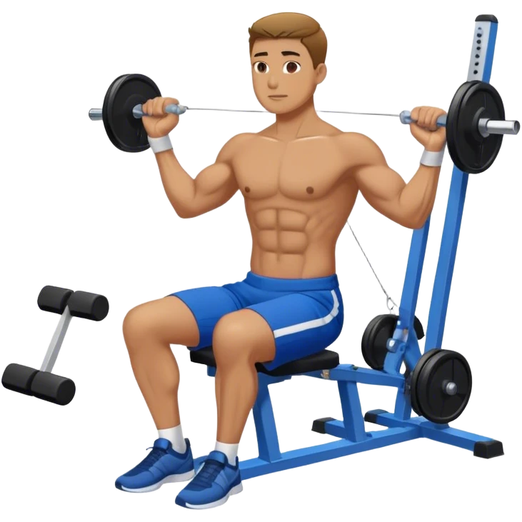 man with blue shorts doing seated cable-rows machine exercise emoji