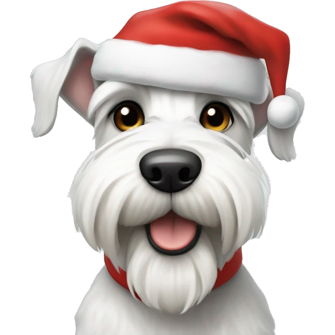 White schnauzer with Santa hat emoji