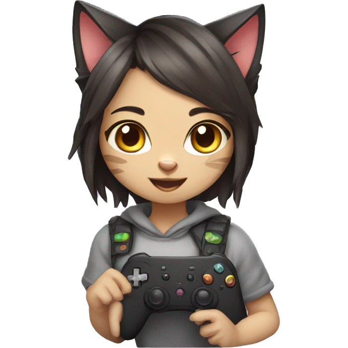 cute gamer cat girl emoji