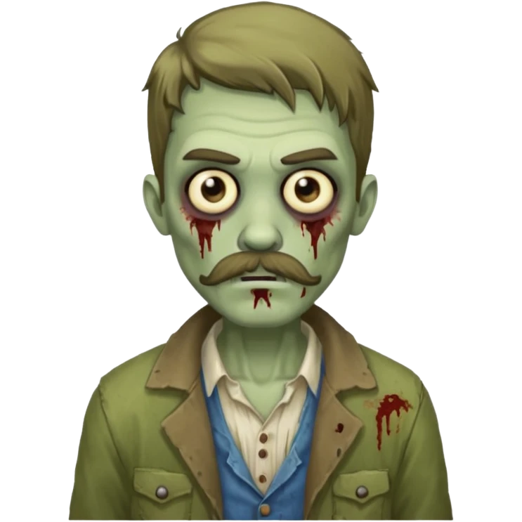 young zombie with long mustache emoji