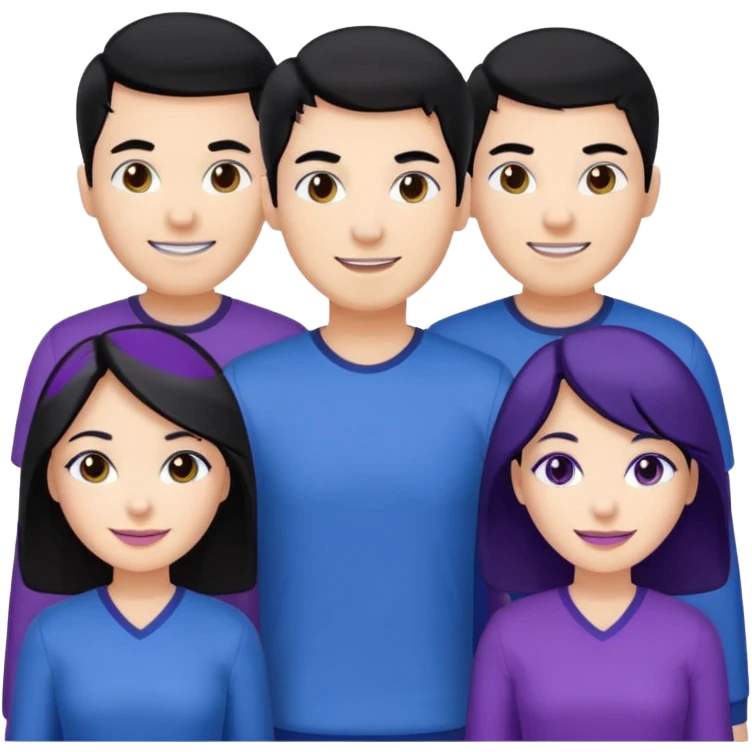 4people 2 men and 2 women. with black hair and white skin. ready to create a team. with blue and purple clothes emoji