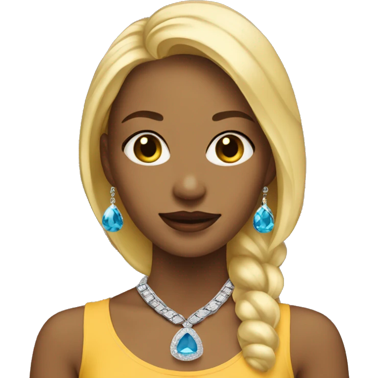 blonde girl indoors with jewelry emoji