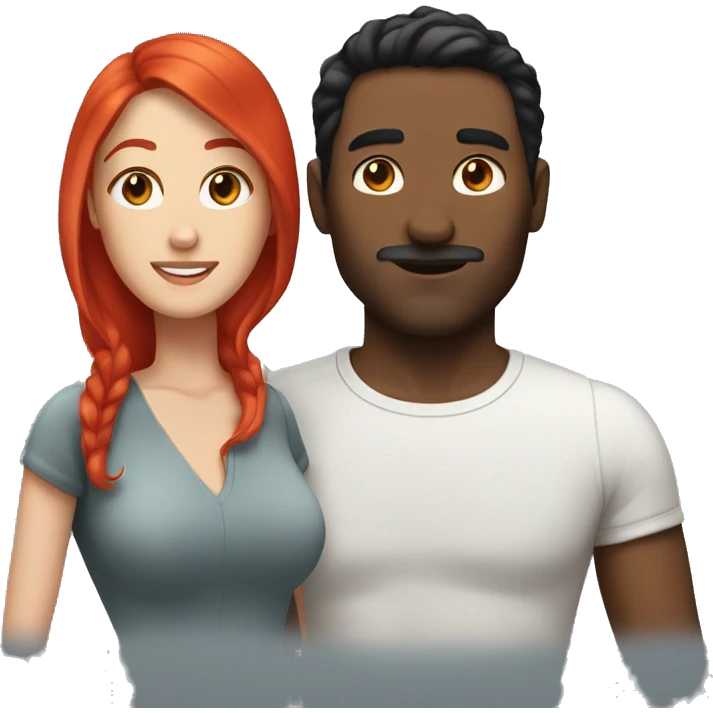 gay man with short black hair and a white woman with long red hair emoji