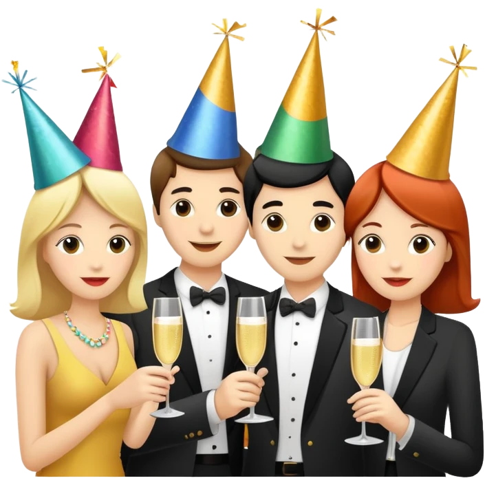 4 coworkers celebrating emoji