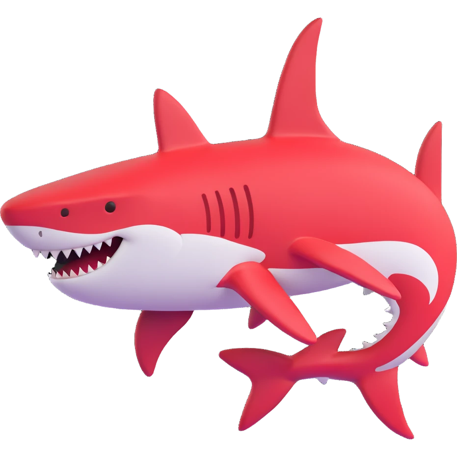 shark with red and white Air Jordans on its fins and back fin emoji