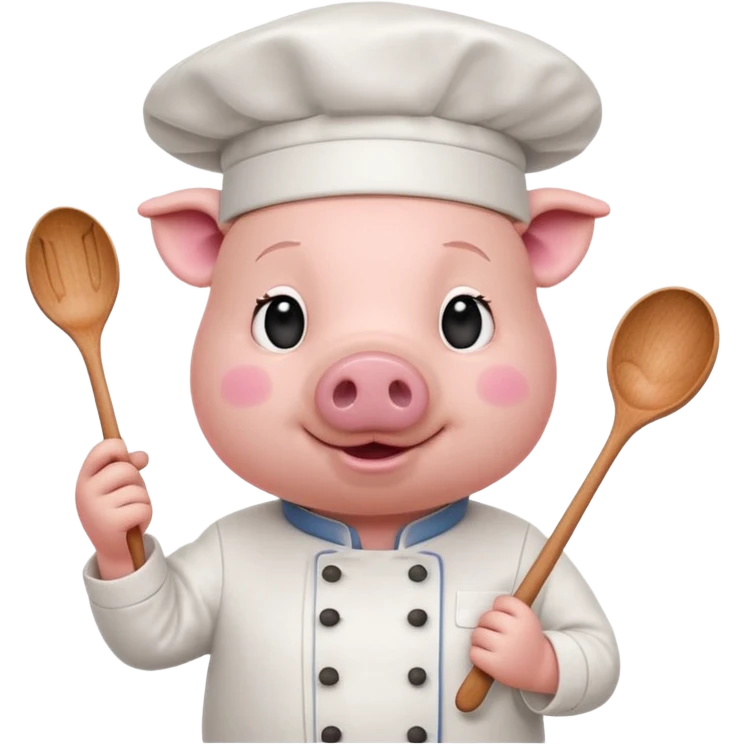 Chef Pig – pig wearing white chef hat holding spoon emoji