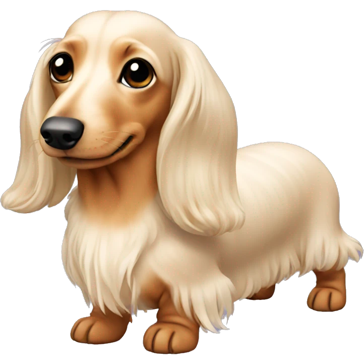 cream long haired dachshund  emoji