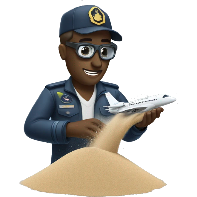 Jet pilot pouring sand out in the sky emoji