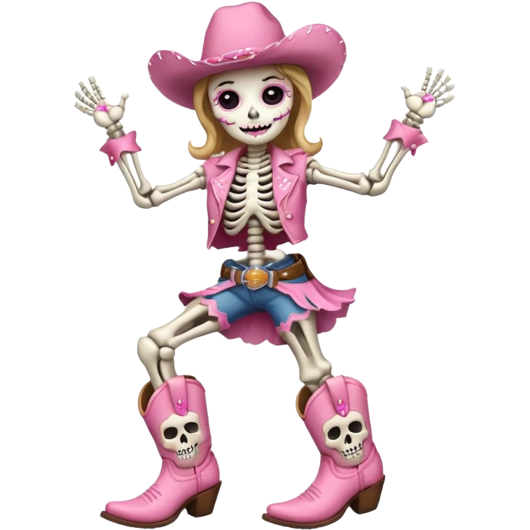 skeleton dancing in pink cowgirl boots emoji
