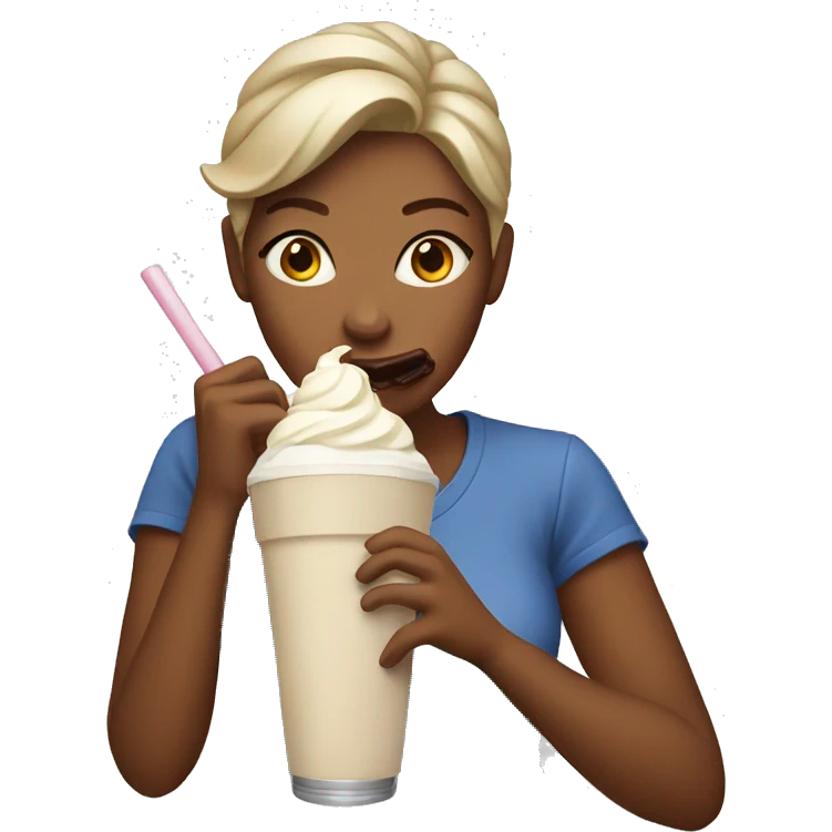 Women eating a milkshake emoji