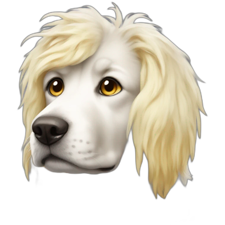 A thousand year old dog with white nose and yellow messy hair emoji