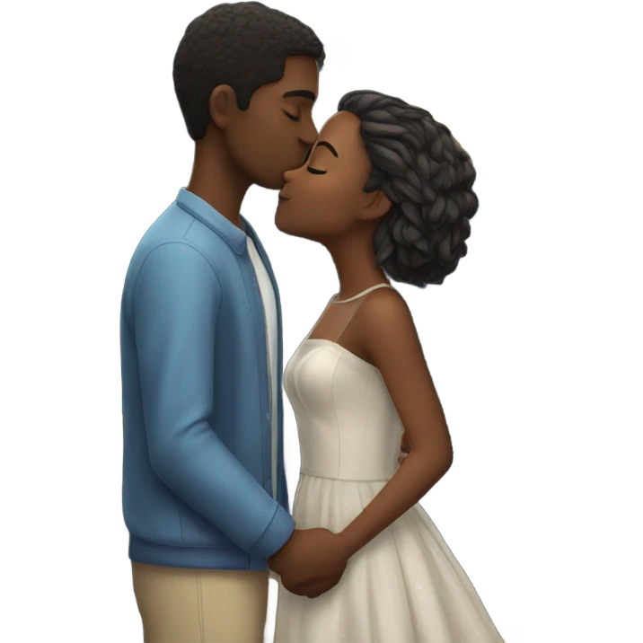 young beautiful couple kissing in the moonlight  emoji
