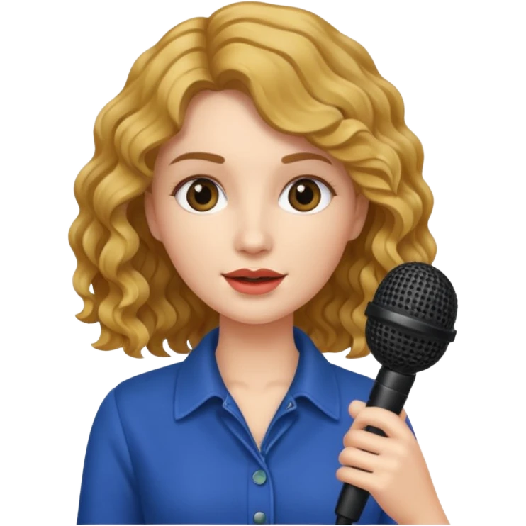 rubia con pelo ondulado y un microfono en la mano emoji