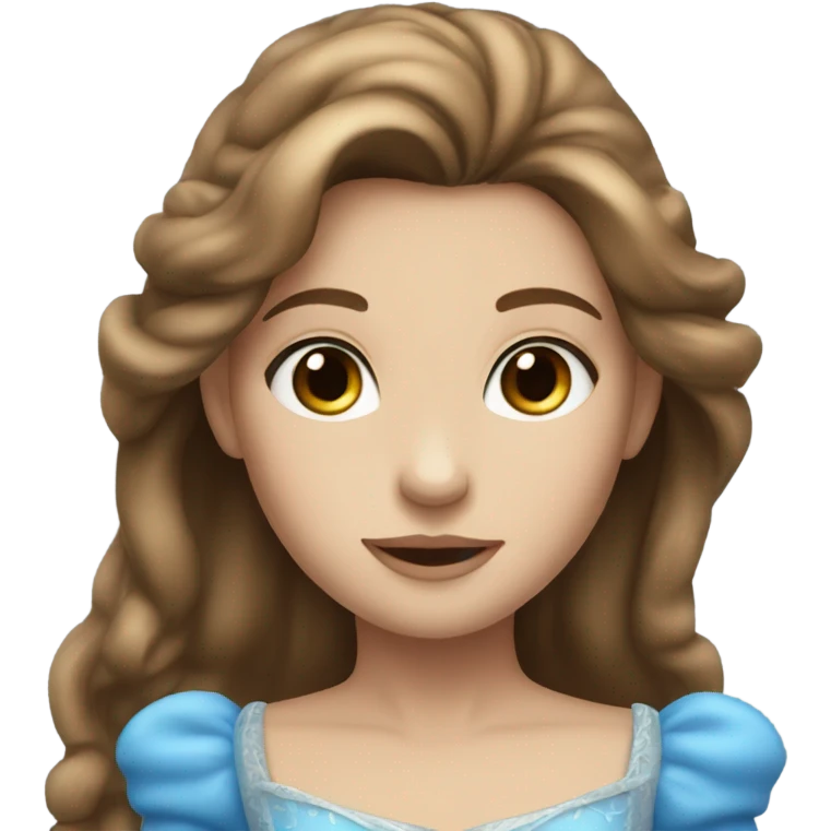 Princess with long brown highlighted hair and blue eyes emoji