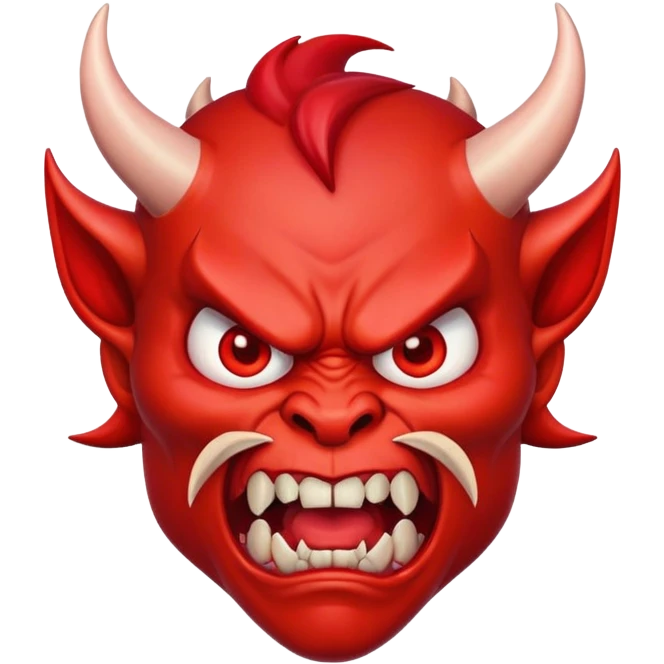 angry devil with red face, horns, and furious expression emoji