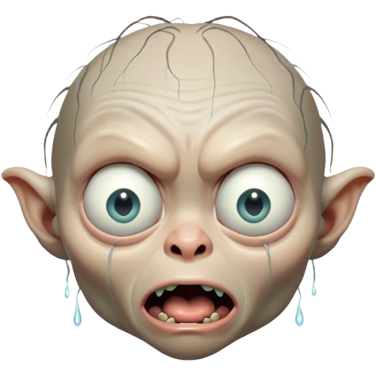 gollum shocked face, open mouth, crying  emoji
