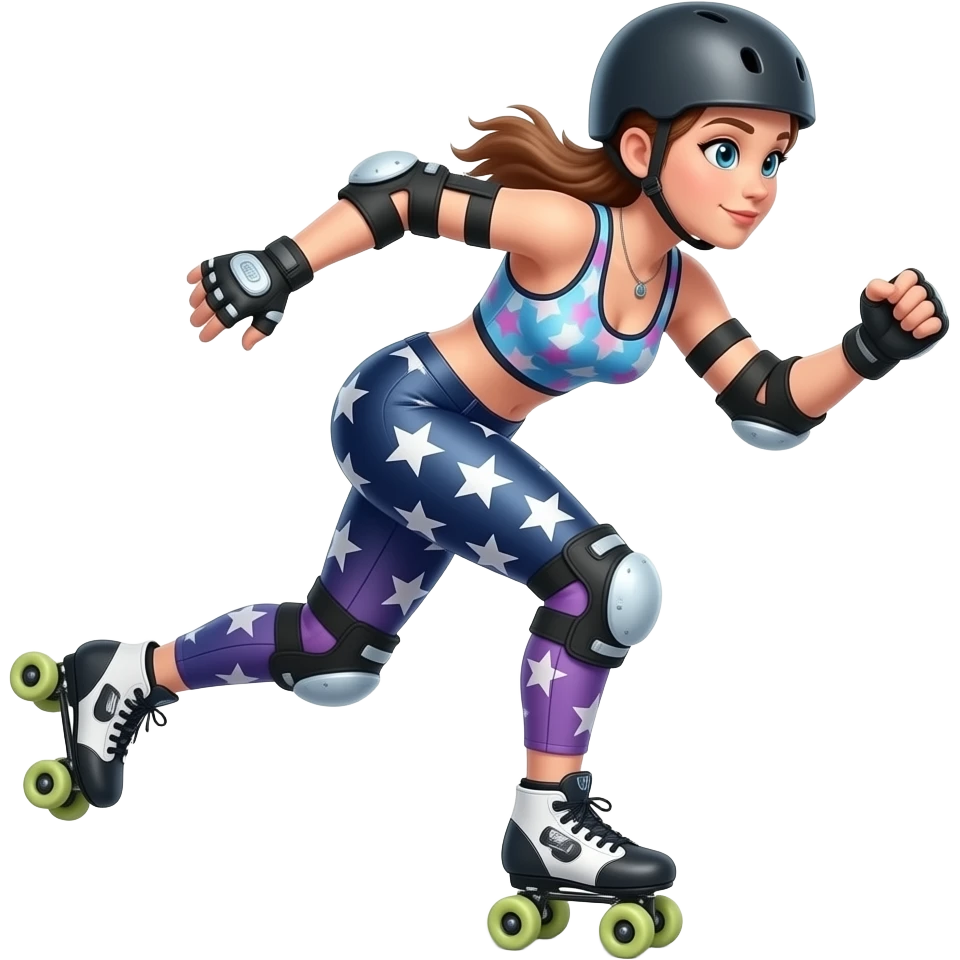 Rollerderby jammer with a panty with the star. And in skate style. Like cool and hip not chic. And more in action emoji