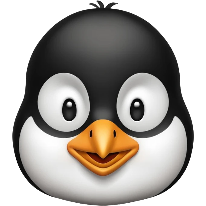 a penguin emoji head smiling with a smug face emoji
