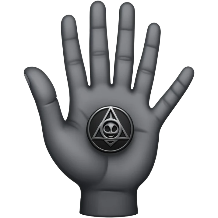 grey hand with a black occult symbol on the palm emoji