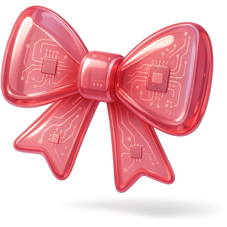 a pink bow ribbon, shiny satin texture emoji