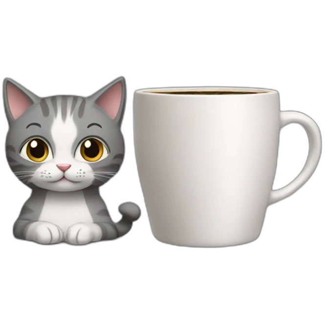 coffe and gray cat emoji