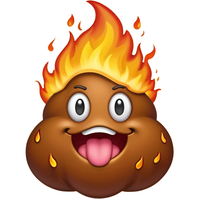 flaming poop icon, colorful and humorous emoji