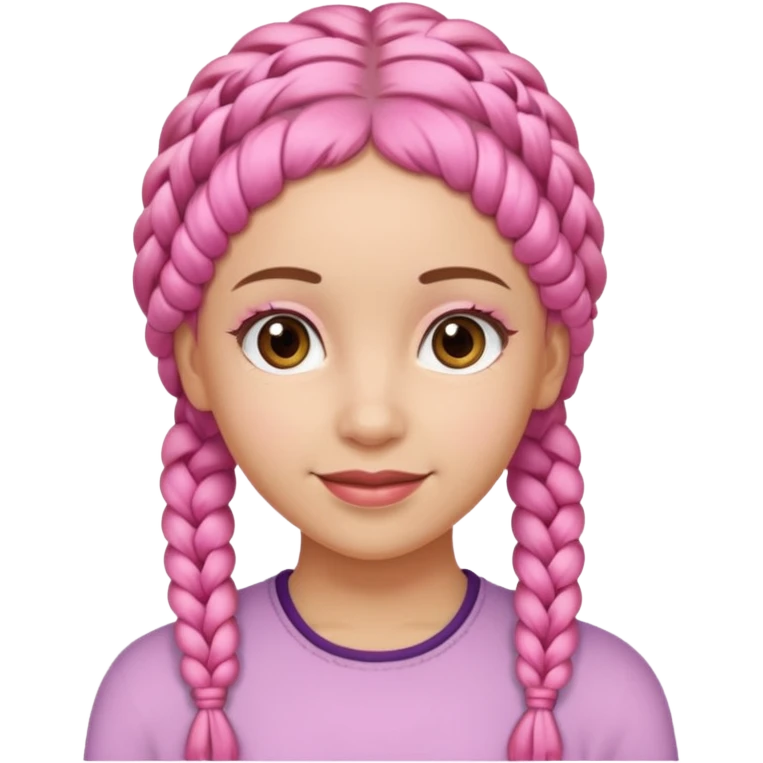 A light-skinned woman with small pink braids, brown eyes, and a gentle smile. emoji