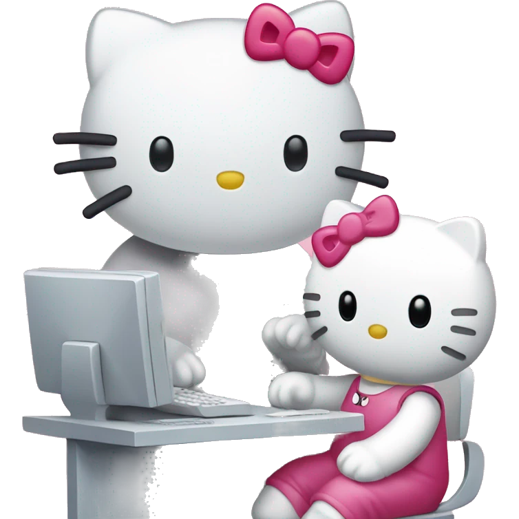 Hello kitty typing on a computer  emoji