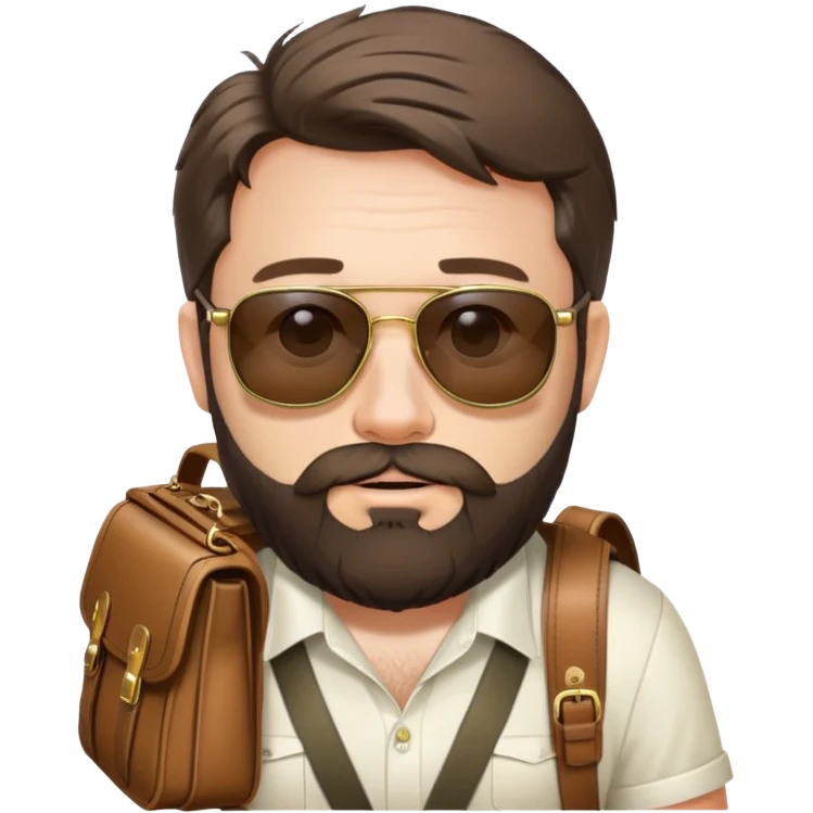 Alan from The Hangover movie with beard, sunglasses, and satchel bag emoji