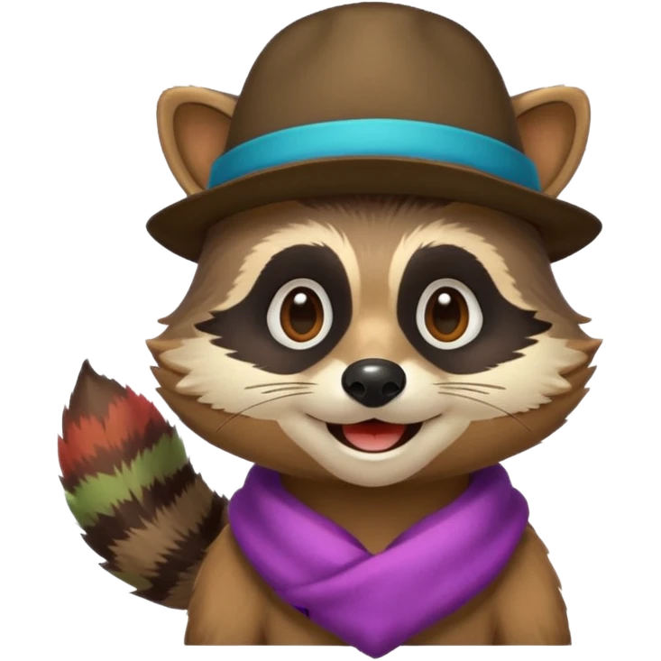 colorfull racoon with mustache emoji