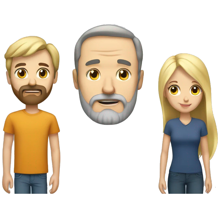a caucasian dad with a beard with his teen boy and teen blond girl emoji