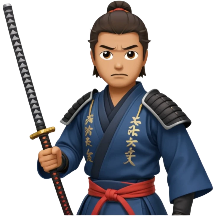 man samurai holds katana, still pose. emoji
