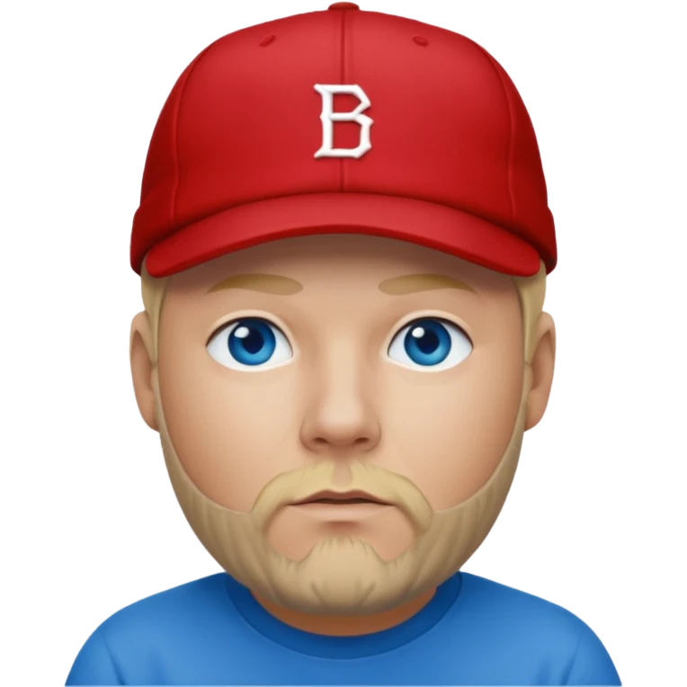 Fred Durst red cap back, blonde hair, blue eyes, red shirt  emoji